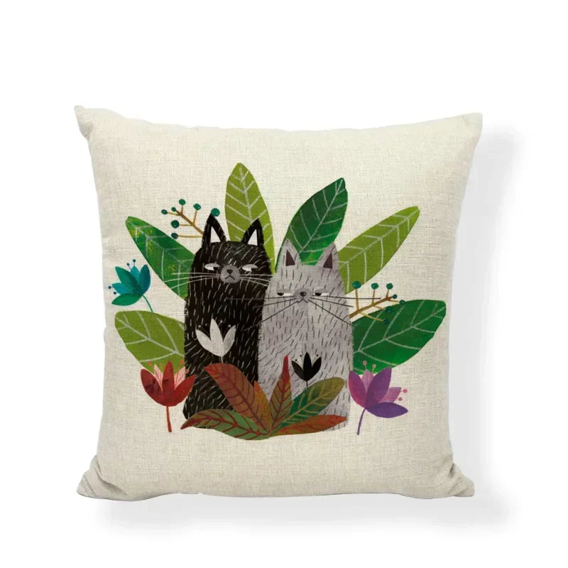 Linen Print Pillowcase 45X45CM Wildlife Collection by Axyaa
