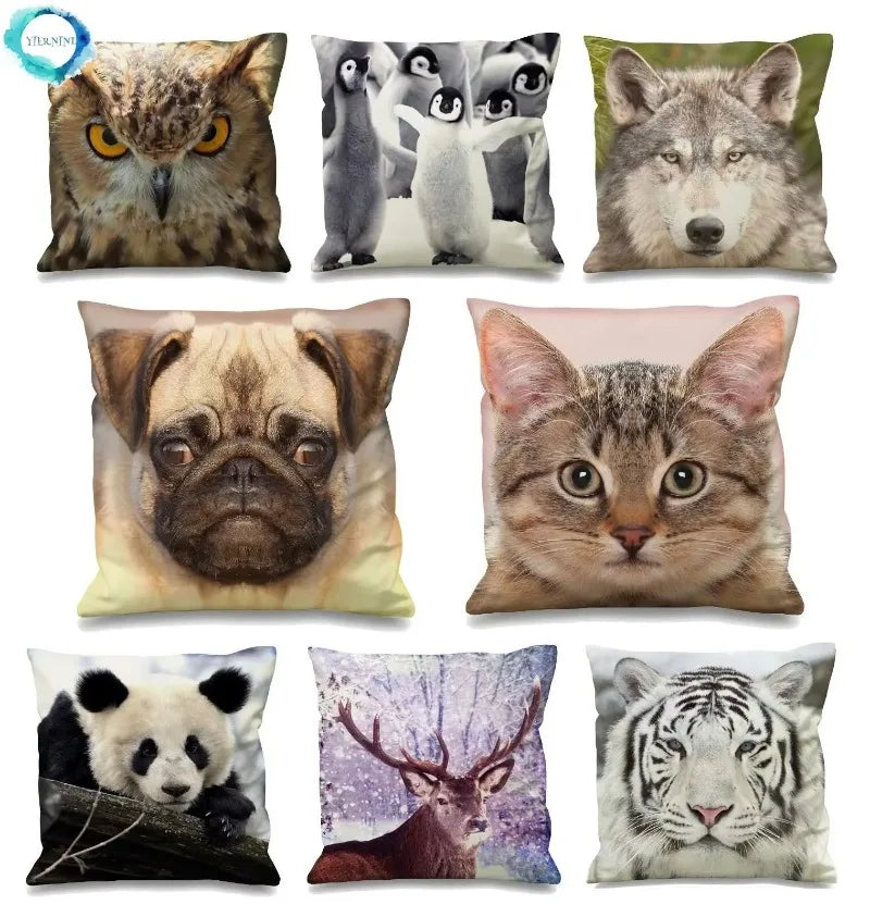Axyaa 3D Animal Themed Cushion Covers (18" x 18") - Cute Designs