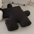 Axyaa Teddy Velvet Jigsaw Seat Cushion - White & Black Soft Back Pillow