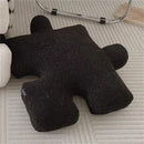 Axyaa Teddy Velvet Jigsaw Seat Cushion - White & Black Soft Back Pillow