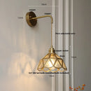 Axyaa Tiffany Glass Pull Chain Wall Sconce LED Lamp - Adjustable Bedroom Mirror Light