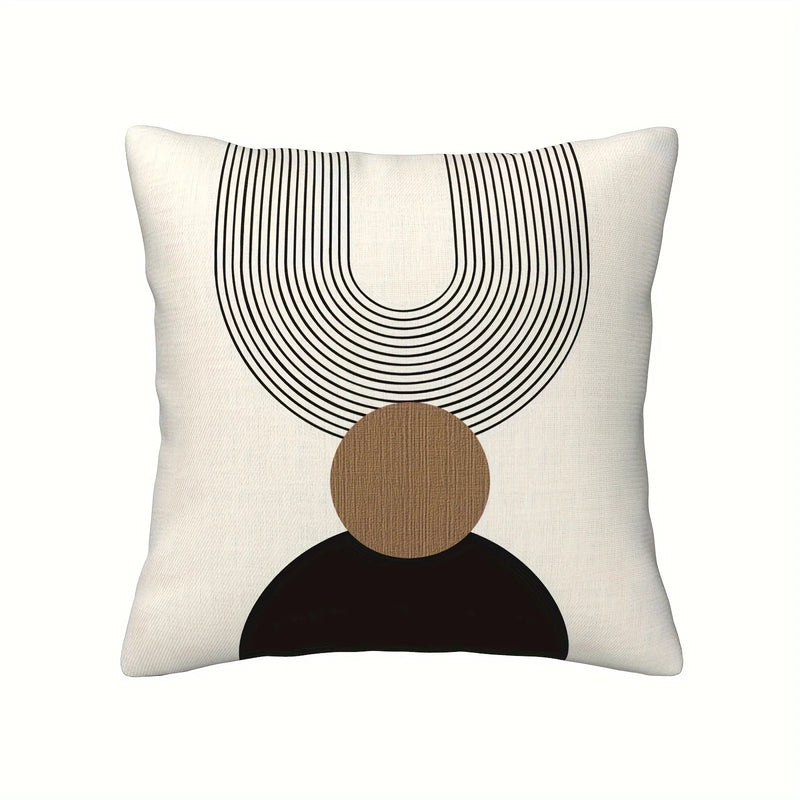 Geometric Round Line Pattern Pillow Cover for Modern Minimalist Home Decor