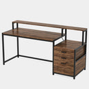 Axyaa Industrial Office Desk with File Drawer and Monitor Stand