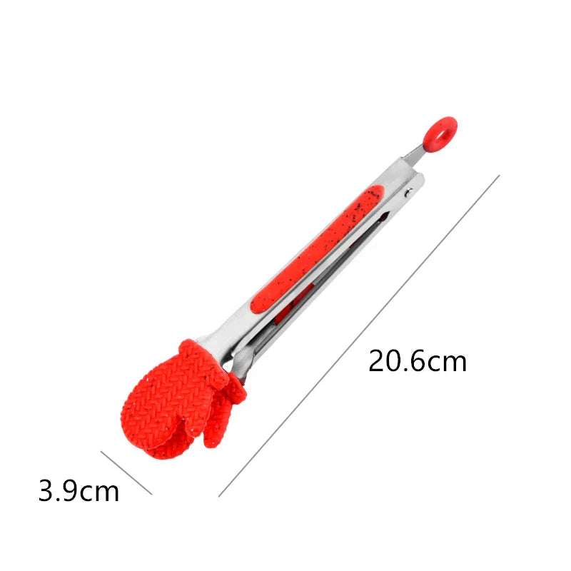 Axyaa Christmas Style Silicone BBQ Tongs - Kitchen Cooking Essential