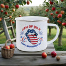 Axyaa Independence Enamel Mug: American Flag Coffee Cup for Freedom Lovers.