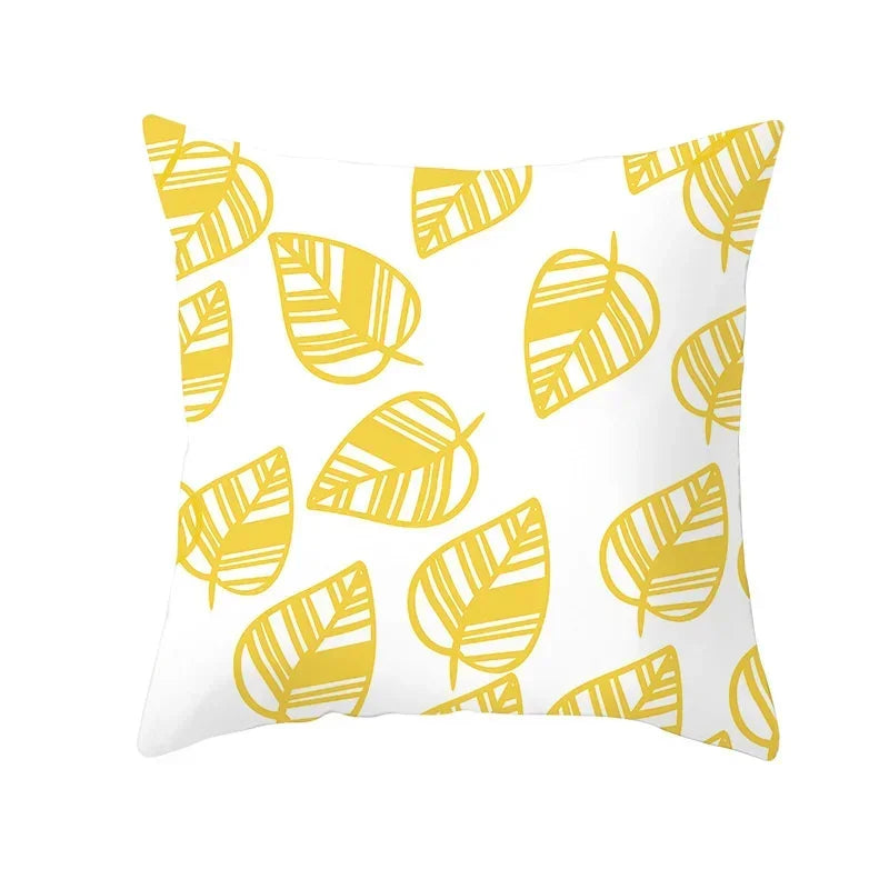 Axyaa Autumn Maple Leaves Pillow Cases with Fresh Print Flower Plant Custom Polyester Cover