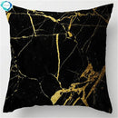 Axyaa Black Golden Marble Luxury Square Throw Pillow Cover
