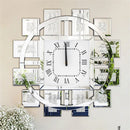 Axyaa 24" Round Crushed Diamond Wall Clock with Mirror Frame for Home & Office