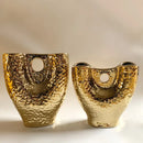 Axyaa Gold Ceramic Vase with Abstract Branches Design