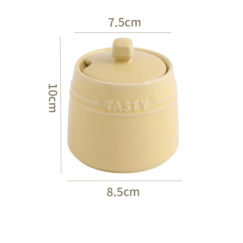 Axyaa Ceramic Condiment Jar Set with Lid, Spoon, Sugar Bowl, Salt Jars
