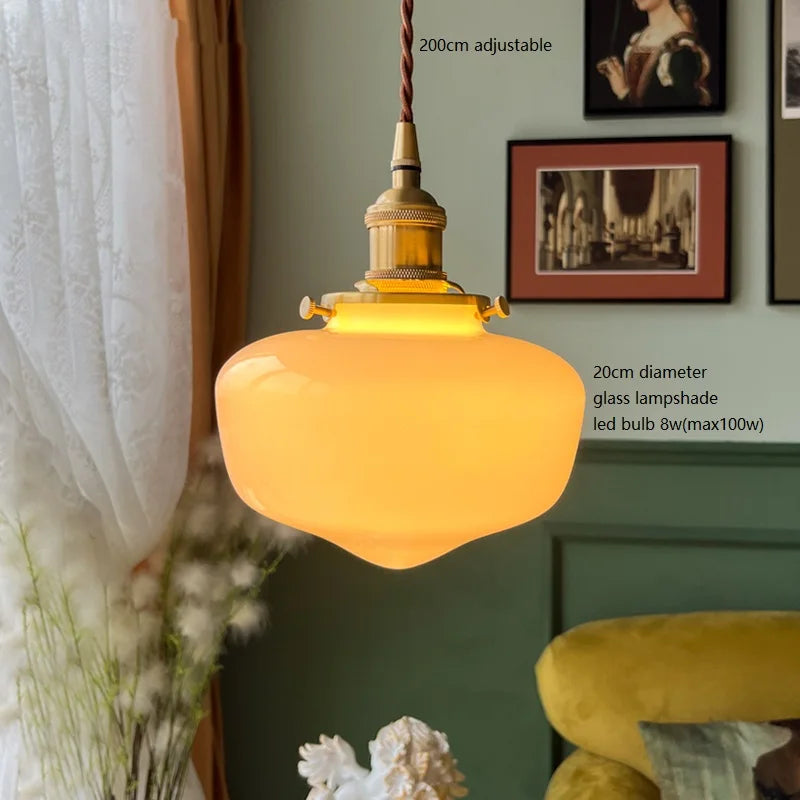 Axyaa White Glass LED Pendant Lamp Nordic Modern Hanglamp for Home, Bathroom, Bedroom