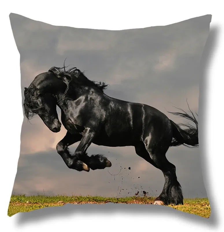 Fine Horse Print Cushion Cover for Home Decor by Axyaa