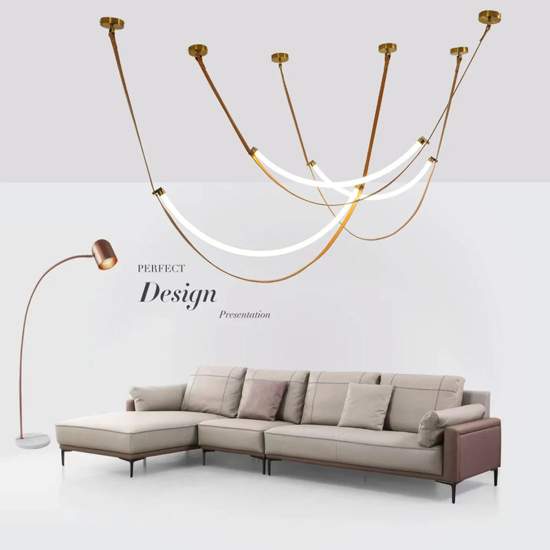 Axyaa Designer LED Tube Suspension Chandelier for Living Room and Hotel Lobby