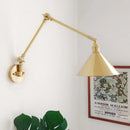Axyaa Ceramic Copper LED Wall Lamp with Adjustable Long Arm Swing