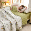 Axyaa Floral Summer Blanket & Pillowcase Set - Soft Knitted Duvet, Breathable & Skin-Friendly