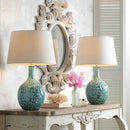 Axyaa Ceramic Table Lamp LED Blue Desk Light for Home Decor