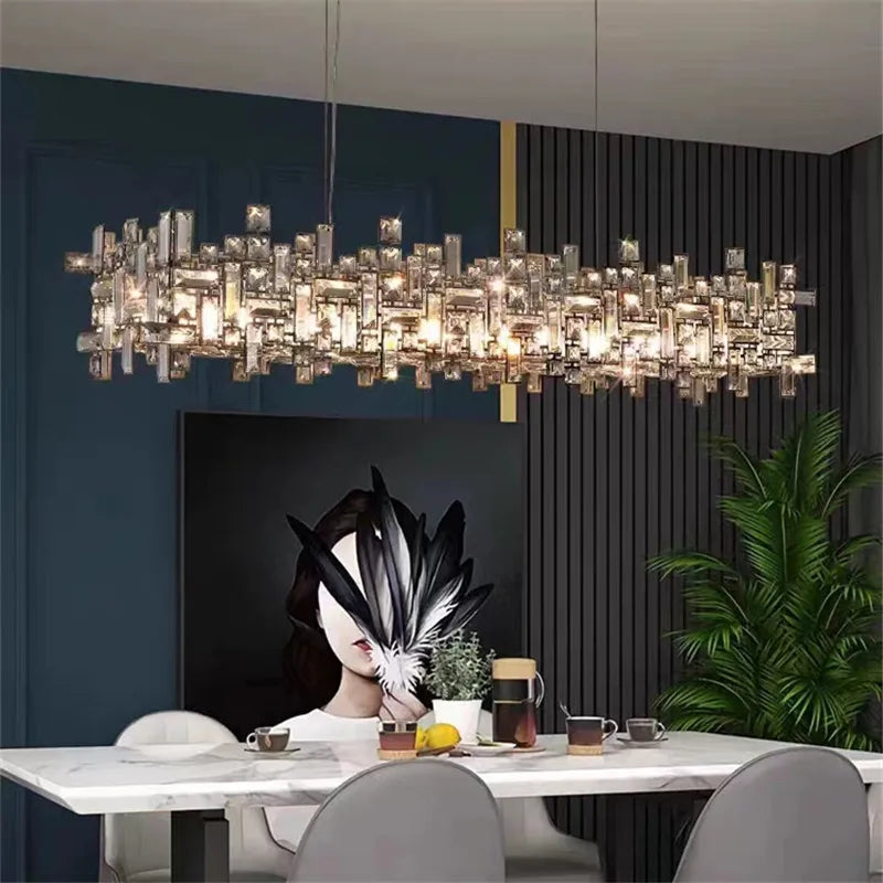 Axyaa Luxury Crystal Chandelier for Modern Living and Dining Spaces
