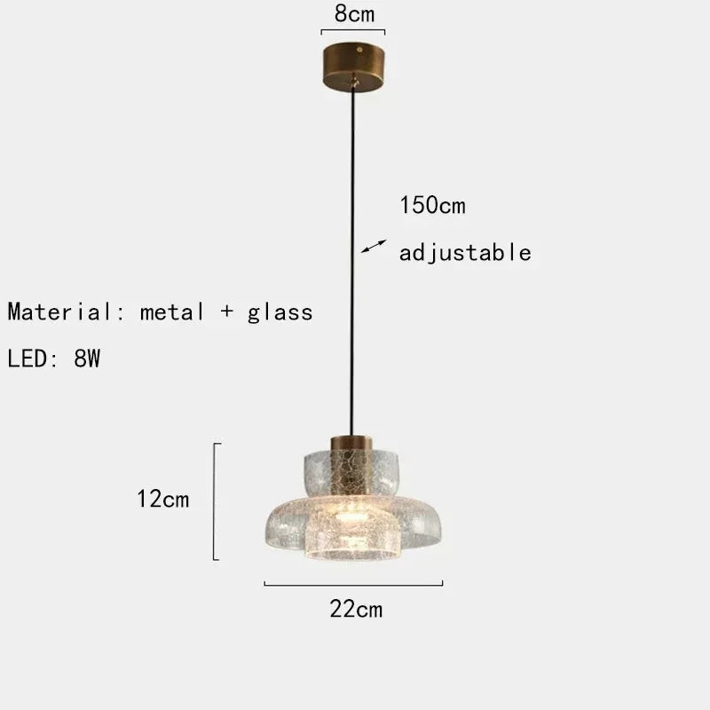 Axyaa Retro Glass Pendant Chandelier: Modern LED Lighting for Home, Cafe, Bar