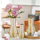 Axyaa Gold Ceramic Vases with Water-based Rose Arrangements, Elegant Décor for Dining & Living Rooms