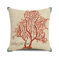 Axyaa Coral Marine Life Watercolor Cushion Cover Ocean Fish Linen Pillowcase