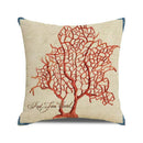 Axyaa Coral Marine Life Watercolor Cushion Cover Ocean Fish Linen Pillowcase