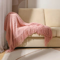 Axyaa Yellow Knitted Textured Throw Blanket - Soft Cozy Decor for Couch, Sofa, Bed