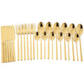 Axyaa 24-Piece Stainless Steel Black Cutlery Set Dinnerware Flatware Tableware
