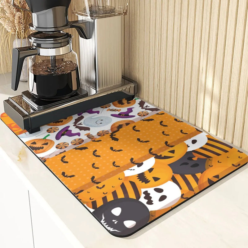 Axyaa Pumpkin Printing Silicone Coasters for Halloween Style Kitchen Décor