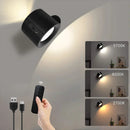 Axyaa Double Head LED Wall Lamp, Touch Control, Remote, 360° Rotation, USB Rechargeable