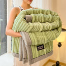 Axyaa Striped Faux Rabbit Fur Blanket: Warm Plush Sofa Throw for Autumn & Winter