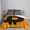 Axyaa Bitcoin Velvet Print Throw Blanket for Sofa, Car, or Bed - Super Soft Blockchain Blanket