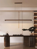 Axyaa Modern Walnut Wood Bar Pendant Lights - Adjustable Height Hanging Light
