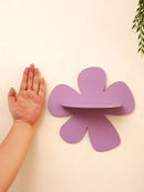 Axyaa Pink Purple Flower Wall Shelf: Kids Room Storage Rack, Floral Wall Hanging Decor