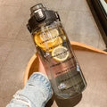 Axyaa Portable Straw Water Bottle with Time Marker - Large Capacity for Sports and Fitness