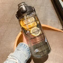 Axyaa Portable Straw Water Bottle with Time Marker - Large Capacity for Sports and Fitness