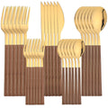 Axyaa Stainless Steel Wooden Handle Cutlery Set - 30 Pieces