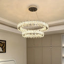 Axyaa Crystal Ring Chandelier: Dimmable LED Ceiling Light for Living Room Decor