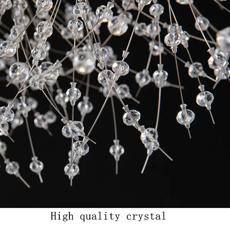 Axyaa Dandelion Crystal Chandelier: Modern LED Lighting for Living Room Dining