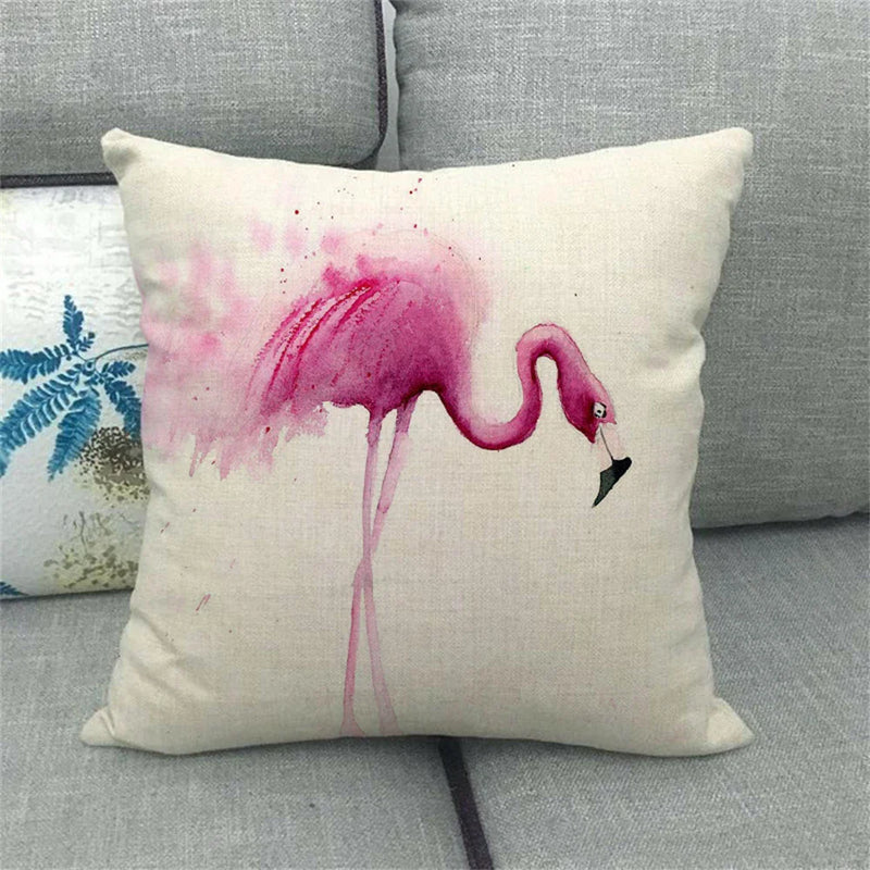 Flamingo Striped Animal Pillow Case for Living Room Sofa by Axyaa