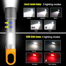 Axya Tactical Flashlight Rechargeable Zoom Torch Red Green UV Light Multifunctional
