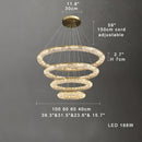 Axyaa Luxury Gold Round LED Chandelier for Living Room, Bedroom, and Dining Table