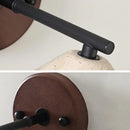 Axyaa LED Travertine Wall Light with Wood Pull Chain Switch and Iron Mirror Light