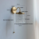Axyaa Crystal LED Wall Sconce: Modern Nordic Pull Chain Brass Bathroom Light