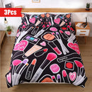 Axyaa Makeup Print Duvet Cover Set - All-Season Breathable Polyester Bedding