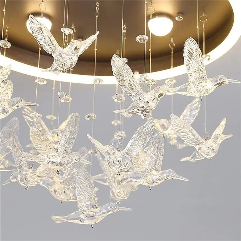 Axyaa Flying Bird Kids Ceiling Light: White Princess Room Decor Lamp