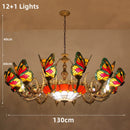 Axyaa Butterfly Design Stained Glass Chandelier - Colorful Lighting for Home and Business
