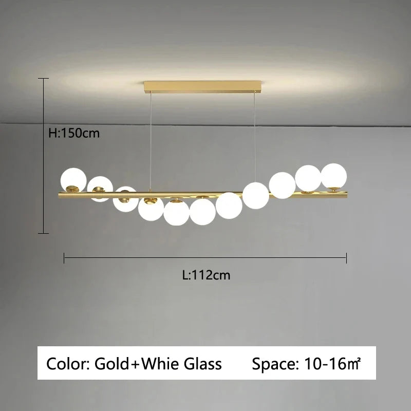 Axyaa Starry Sky LED Pendant Light Glass Bubble Chandelier for Dining Kitchen Island