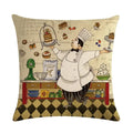 Axyaa Chef Portrait Oil Painting Cotton Linen Throw Pillow Cover 45X45CM