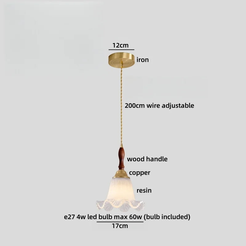 Axyaa White Ceramic Brass LED Pendant Light Modern Nordic Hanging Lamp