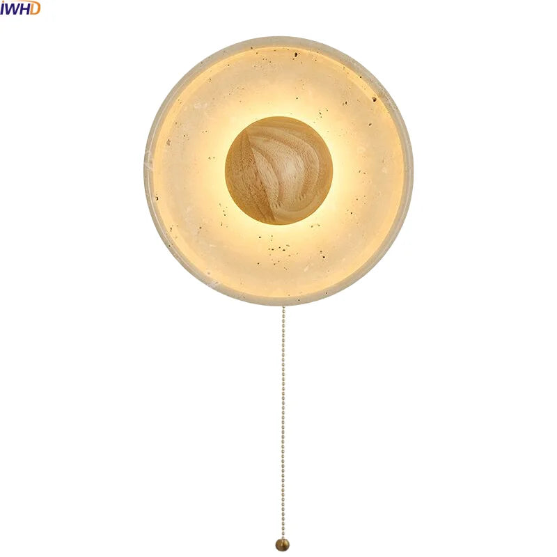 Axyaa Yellow Stone Wood LED Wall Sconce - Luxury Indoor Wall Lighting